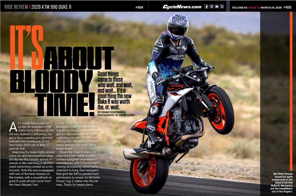 Cycle News Magazine 2026 KTM 990 Duke R Review Cycle News Magazine 2026 KTM 990 Duke R Review